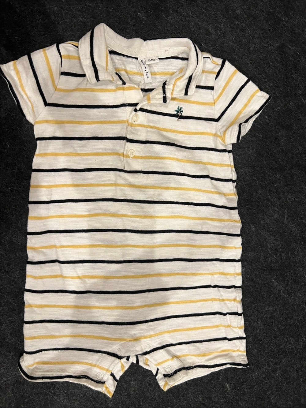 Janie and Jack White, Yellow & Black Striped Polo Romper